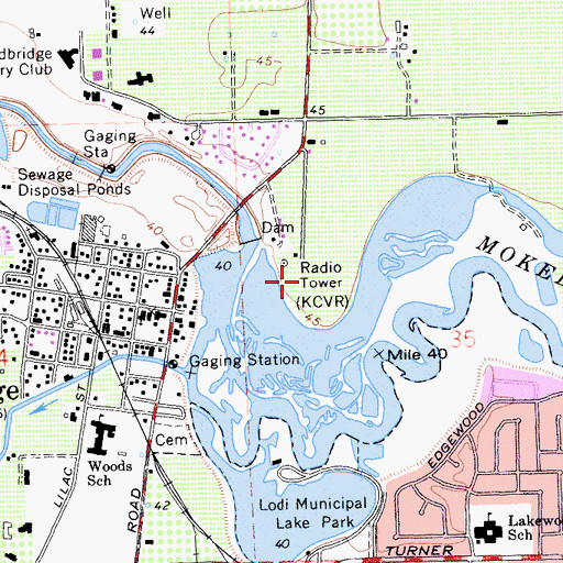 Topographic Map of KCVR-AM (Lodi), CA