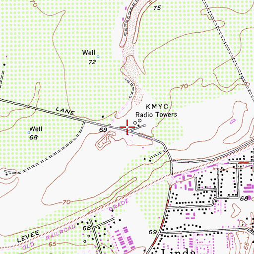 Topographic Map of KMYC-AM (Marysville), CA