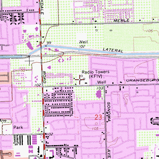 Topographic Map of KASH-AM (Modesto), CA
