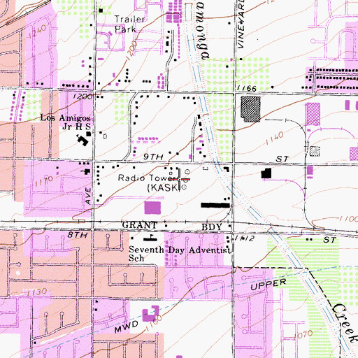 Topographic Map of KNSE-AM (Ontario), CA