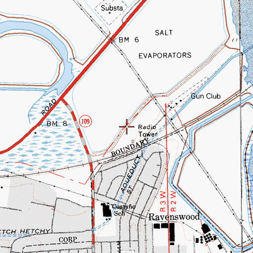 Topographic Map of KDFC-AM (Palo Alto), CA