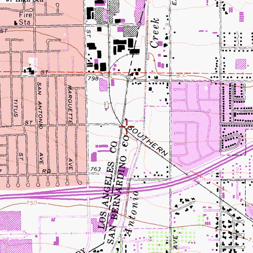 Topographic Map of KMNY-AM (Pomona), CA