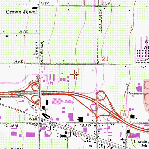 Topographic Map of KCAL-AM (Redlands), CA