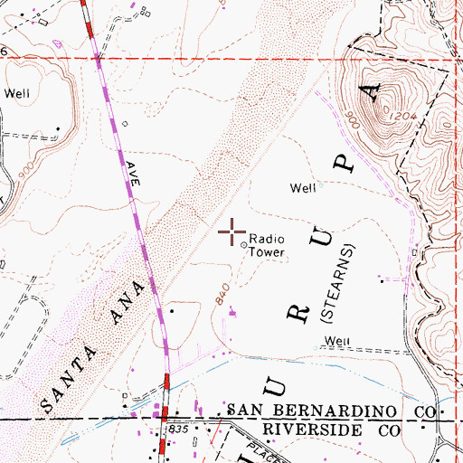 Topographic Map of KDIF-AM (Riverside), CA