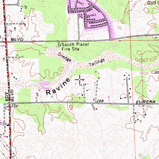 Topographic Map of KRCX-AM (Roseville), CA