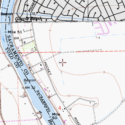 Topographic Map of KJAY-AM (Sacramento), CA