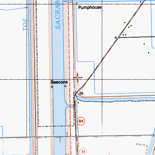 Topographic Map of KSMJ-AM (Sacramento), CA