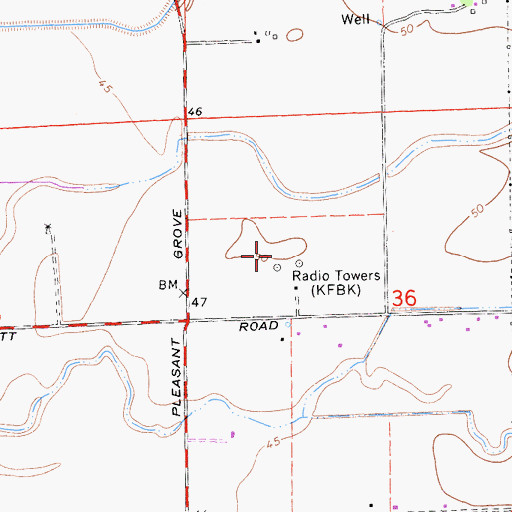 Topographic Map of KFBK-AM (Sacramento), CA