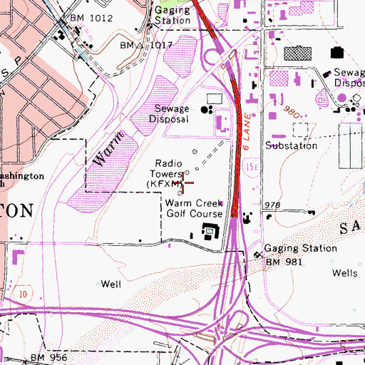 Topographic Map of KRSO-AM (San Bernardino), CA