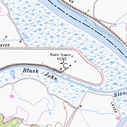 Topographic Map of KCBS-AM (San Francisco), CA