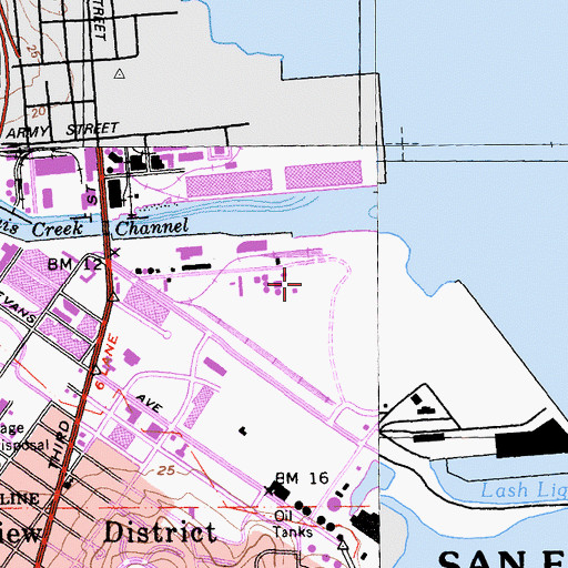 Topographic Map of KSFO-AM (San Francisco), CA