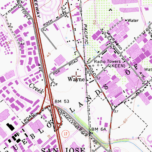 Topographic Map of KEEN-AM (San Jose), CA