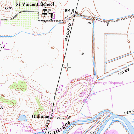 Topographic Map of KAPX-AM (San Rafael), CA