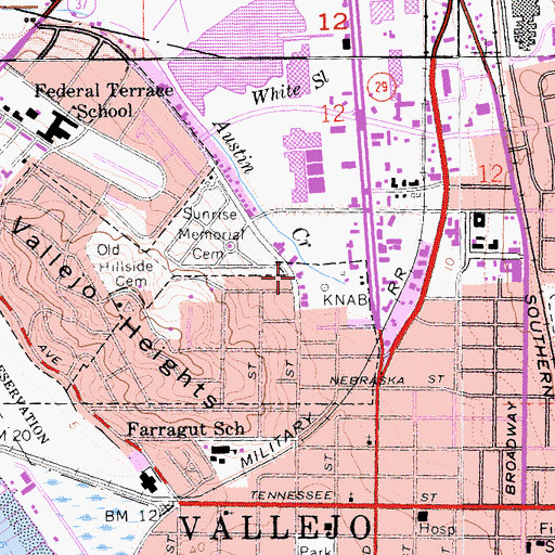 Topographic Map of KNBA-AM (Vallejo), CA