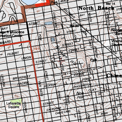 Topographic Map of KJAZ-FM (Alameda), CA
