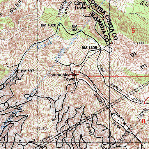 Topographic Map of KPFA-FM (Berkeley), CA