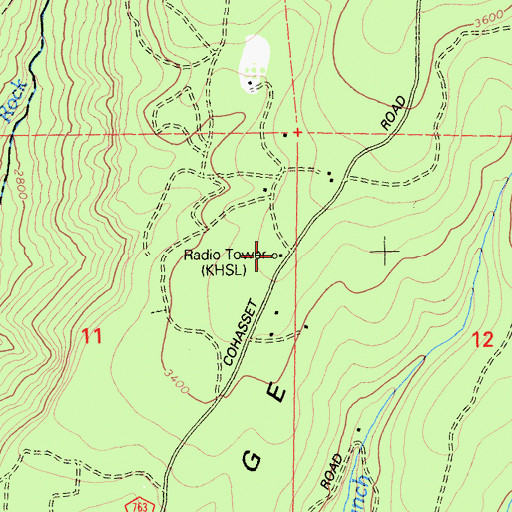 Topographic Map of KCHO-FM (Chico), CA