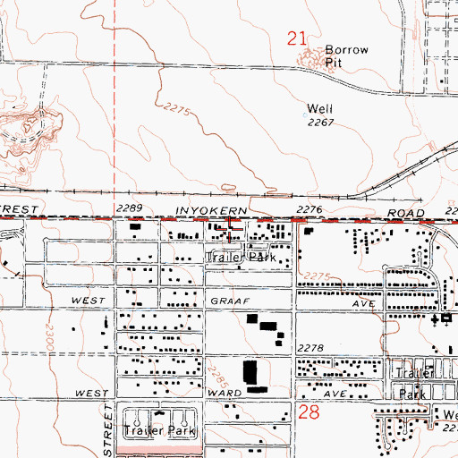 Topographic Map of KSSI-FM (China Lake), CA