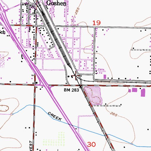 Topographic Map of KYIA-FM (Goshen), CA