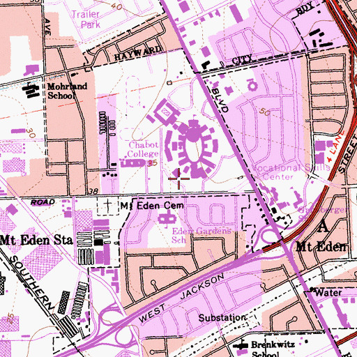 Topographic Map of KCRH-FM (Hayward), CA