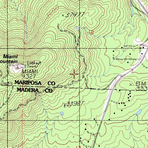 Topographic Map of KAAT-FM (Oakhurst), CA
