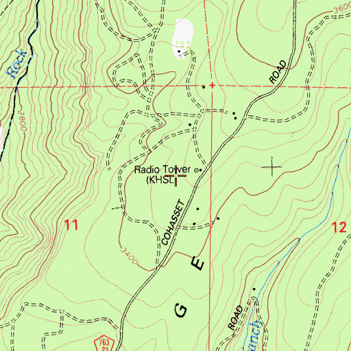Topographic Map of KCHH-FM (Paradise), CA