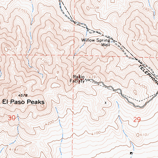 Topographic Map of KGBM-FM (Randsburg), CA