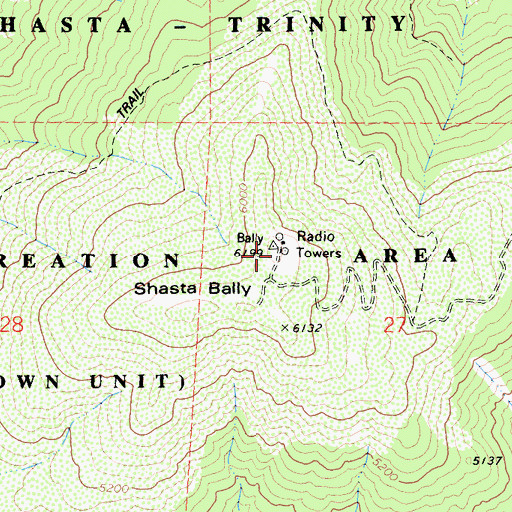 Topographic Map of KVIP-FM (Redding), CA