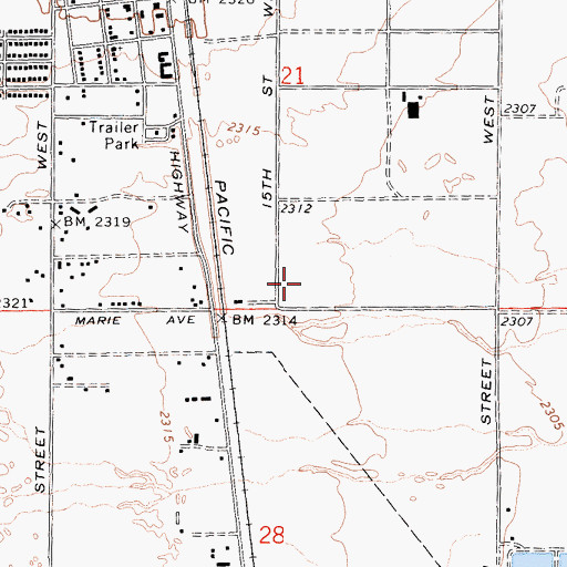 Topographic Map of KAVC-FM (Rosamond), CA