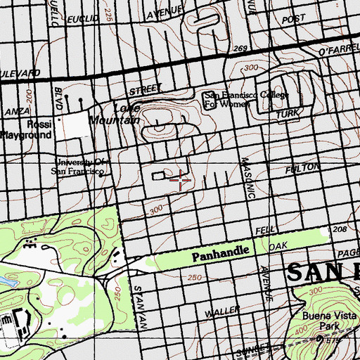 Topographic Map of KUSF-FM (San Francisco), CA