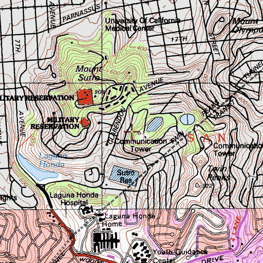 Topographic Map of KDBK-FM (San Francisco), CA