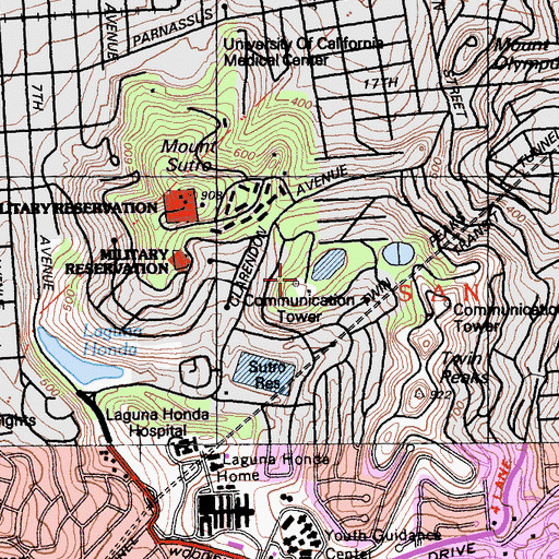 Topographic Map of KOIT-FM (San Francisco), CA