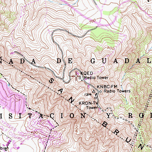 Topographic Map of KSAN-FM (San Francisco), CA