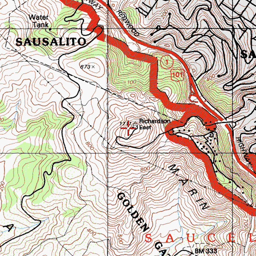 Topographic Map of KABL-FM (San Francisco), CA