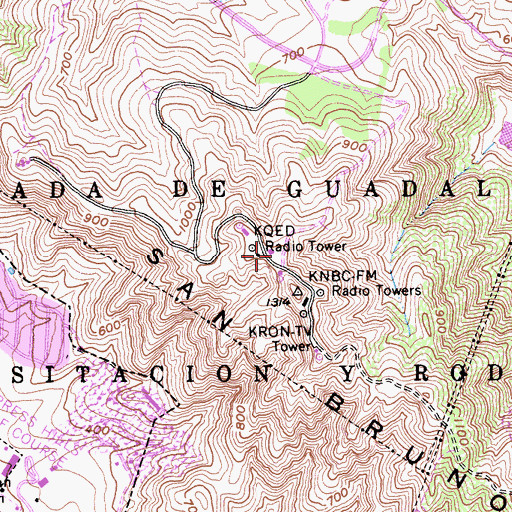 Topographic Map of KSOL-FM (San Mateo), CA