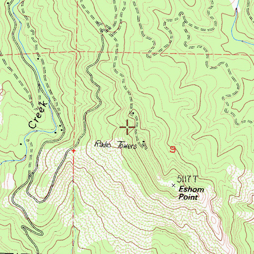 Topographic Map of KBOS-FM (Tulare), CA