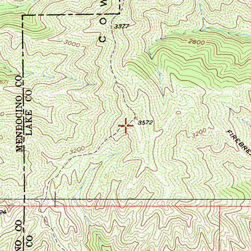 Topographic Map of KWNE-FM (Ukiah), CA