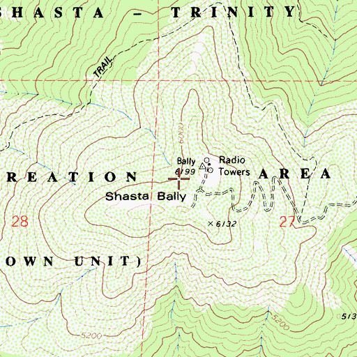 Topographic Map of KIXE-TV (Redding), CA