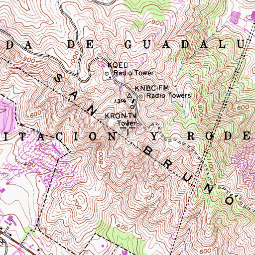 Topographic Map of KDTV-TV (San Francisco), CA