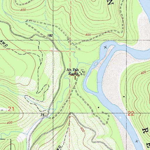 Topographic Map of Ah Pah Ranch, CA