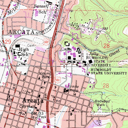 Topographic Map of Arthur H Gist Hall, CA