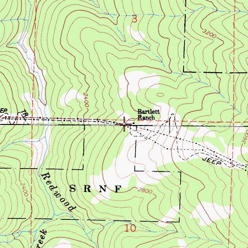 Topographic Map of Bartlett Ranch, CA