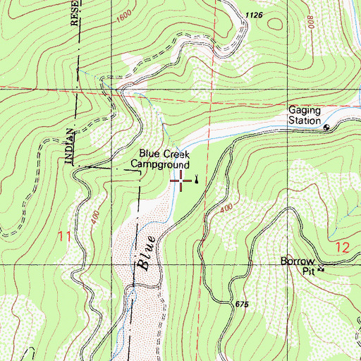 Topographic Map of Blue Creek Campground, CA