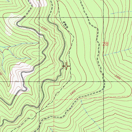 Topographic Map of Bridge Creek Ridge, CA