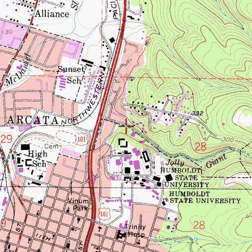 Topographic Map of Chinquapin Hall, CA