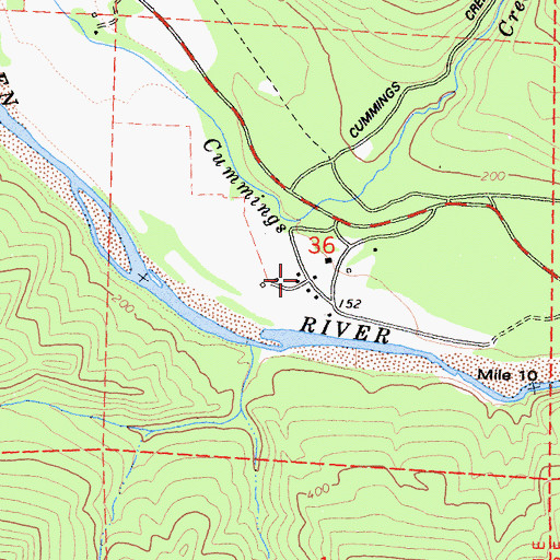 Topographic Map of Cummings Creek Camp, CA