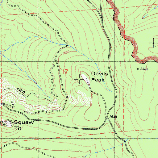 Topographic Map of Devils Peak, CA