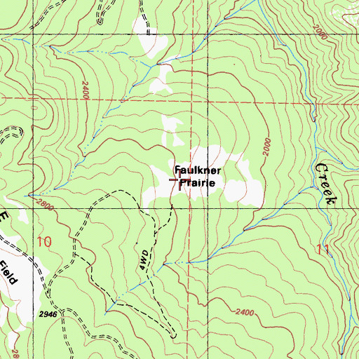 Topographic Map of Faulkner Prairie, CA