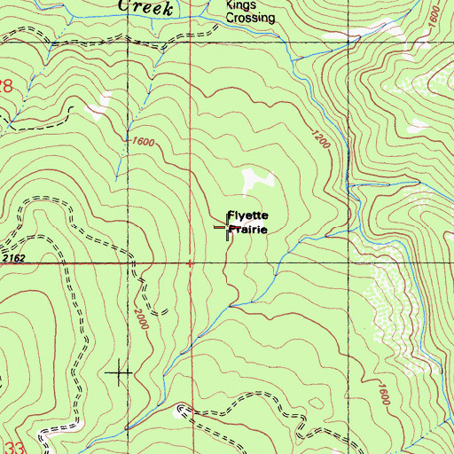 Topographic Map of Flyette Prairie, CA