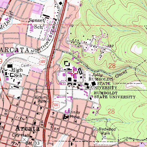 Topographic Map of Founders Hall, CA